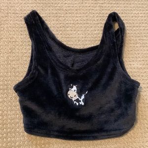 Fuzzy cow pajama shirt